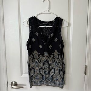 Lucky Brand Navy Lace Detail Tank Top